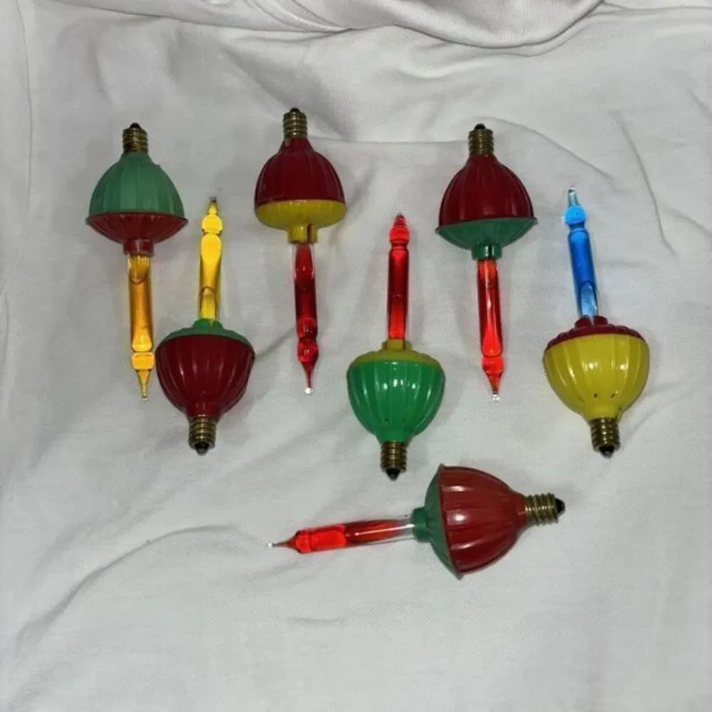 Lot 7 Vtg 1930s Glolite‎ Glo Lite Glass Christmas Light Bulbs C6 Rare Untested